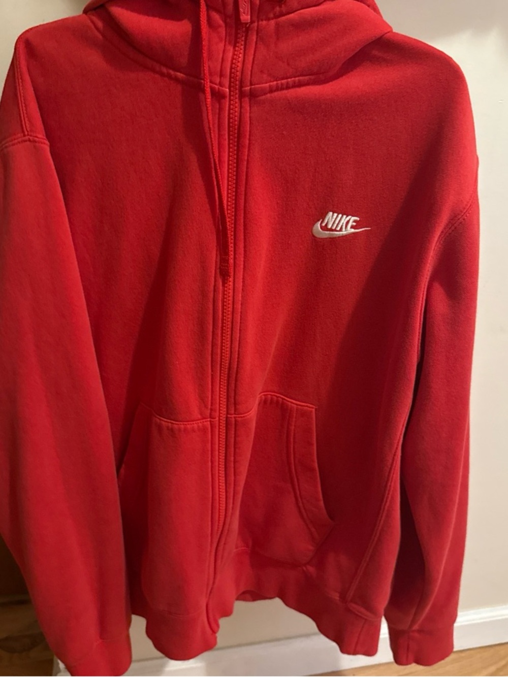 Nike Red Hoodie with White Care Label
